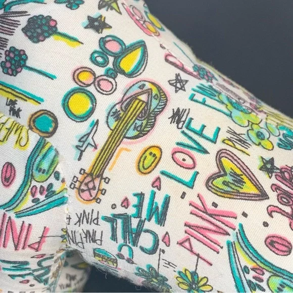 PINK by Victoria's Secret White Dog Rainbow Love and Graffiti Plush Dog Lot of 2 - Picture 10 of 13